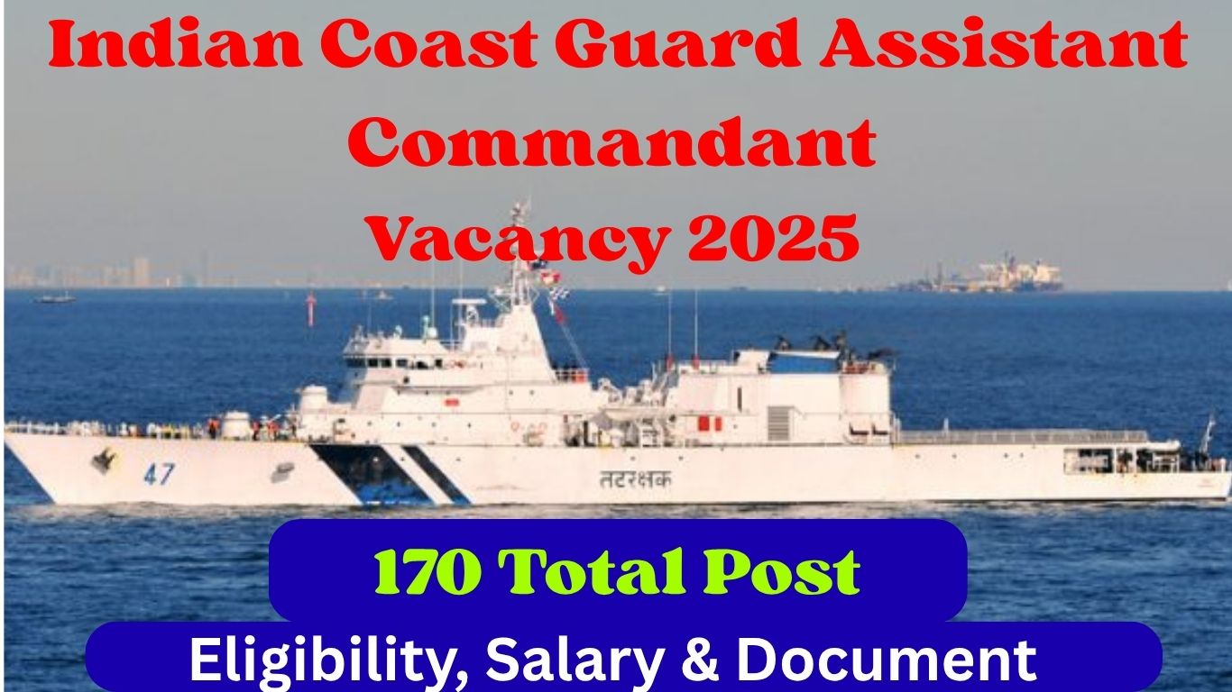 Read more about the article Indian Coast Guard Assistant Commandant Vacancy 2025 Online Apply For 170 Post, Eligibility, Salary, Documents Required & Eligibility Check